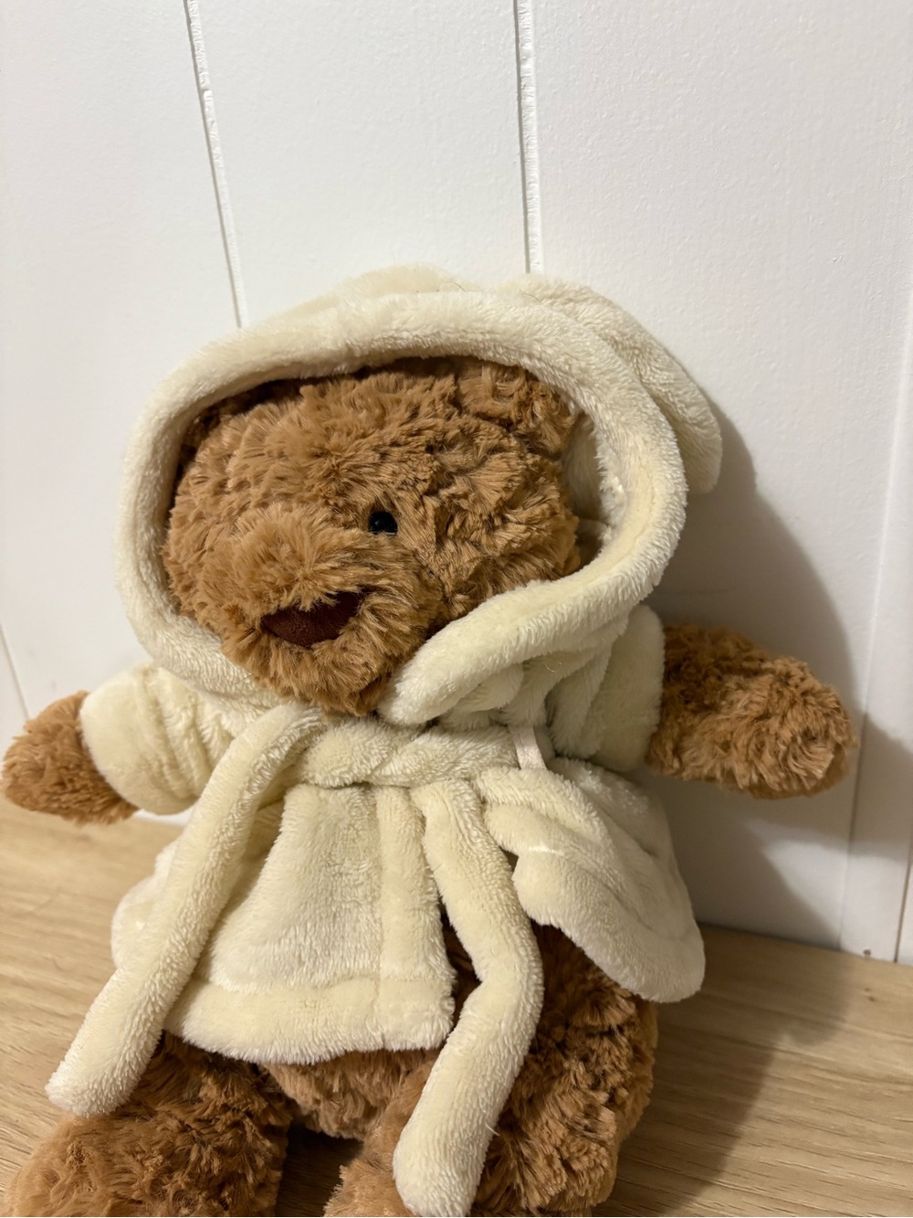Jellycat Bartholomew Brown Bear in Cream Hooded Bathrobe Plush - Picture 8 of 10